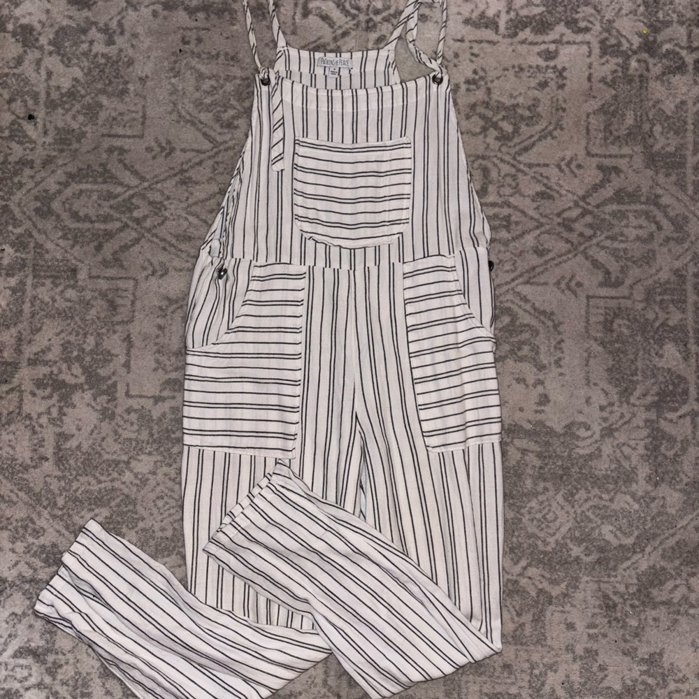 Patrons of Peace Black and White Striped Jumpsuit